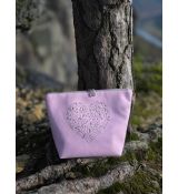 Taštička kosmetická růžová srdce šedé