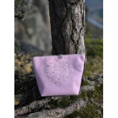 Taštička kosmetická růžová srdce šedé